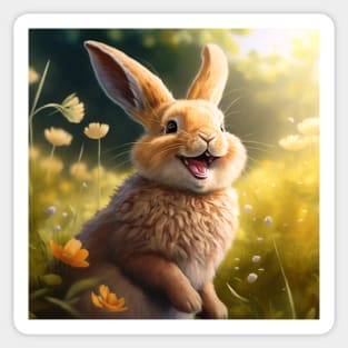 cheerful, laughing bunny Sticker
